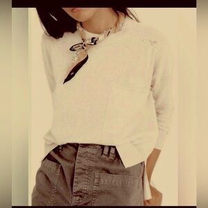 Madewell Crewneck Sweater Style # MD928 Cotton Linen in Oatmeal Plus Size XXL